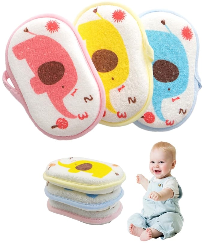 Dailygoods - Set van 3 Zachte Olifanten Badsponzen voor Baby's