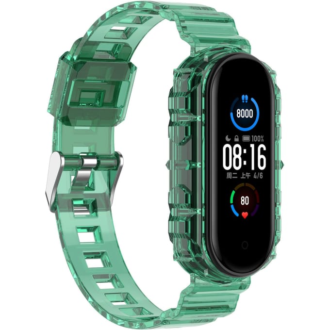 Xiaomi Mi Band 5 clear TPU bandje (transparant-groen)
