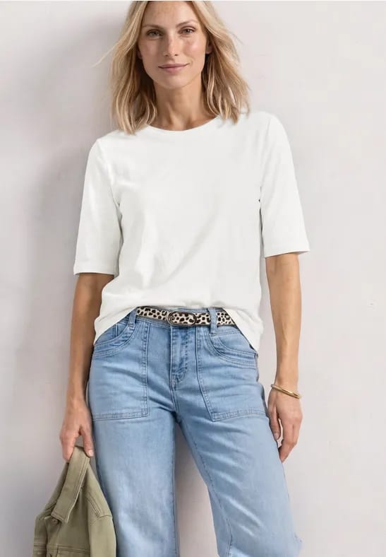 Basic Shirt met ronde hals in Unifarbe