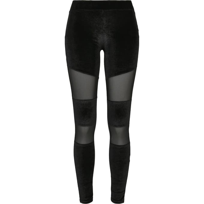 Urban Classics - Velvet Tech Mesh Sportlegging - L - Zwart