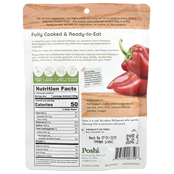 Poshi, Easy Chef, Rode Paprika, met Extra Vierge Olijfolie, 5.4 oz (152 g) brown