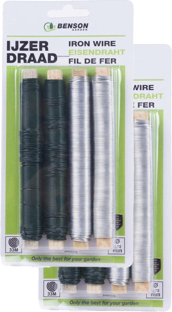 Benson IJzerdraad - 2x - 4 delig - 0.7 mm x 30 m - geplastificeerd - verzinkt staal - binddraad