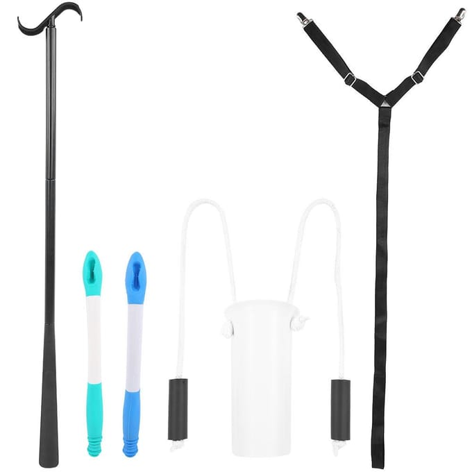 Sokkenhulp Toilet Hulpmiddelen Tool Lange Aankleedstok Clip Trek Aankleedhulp Riem Set voor Ouderen black