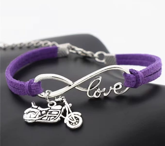 12Getit Armbandje paars met motor hangertje