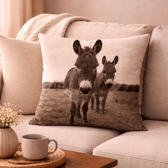 Canvas Gentle Donkeys Collection Kussenhoes - Ezel - Ezels - 45x45 cm