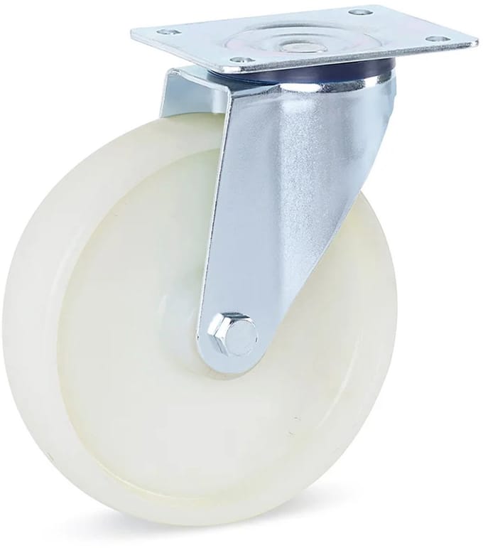 Nylon zwenkwiel met topplaat - 200mm - 400kg