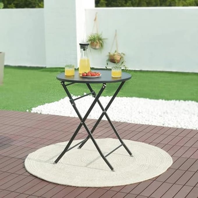 Inklapbare tuintafel Ø62 cm - Stalen klaptafel voor binnen en buiten