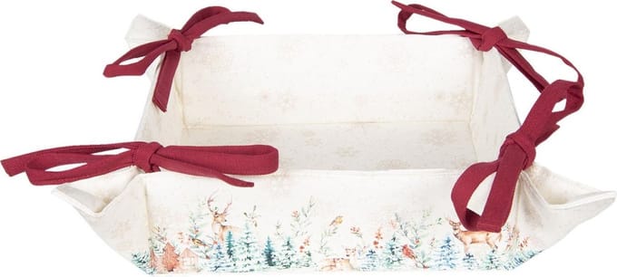 Clayre & Eef Broodmand 35x35x8 cm Wit Rood Katoen Hert