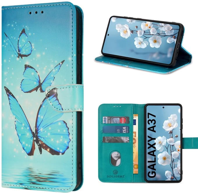 Solidenz Hoesje - geschikt voor Samsung Galaxy A37 Bookcase - Telefoonhoesje met Pasjeshouder - Vlinders