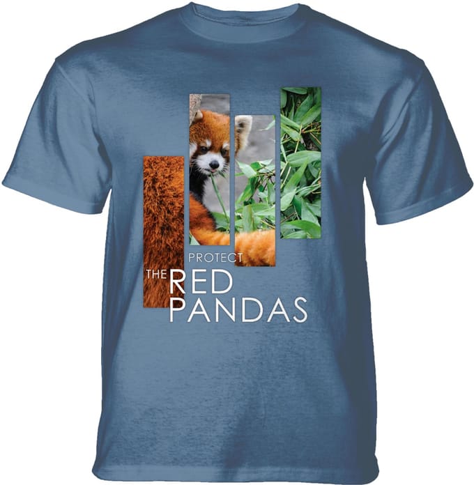 T-shirt Protect Red Panda Split Portrait Blue S