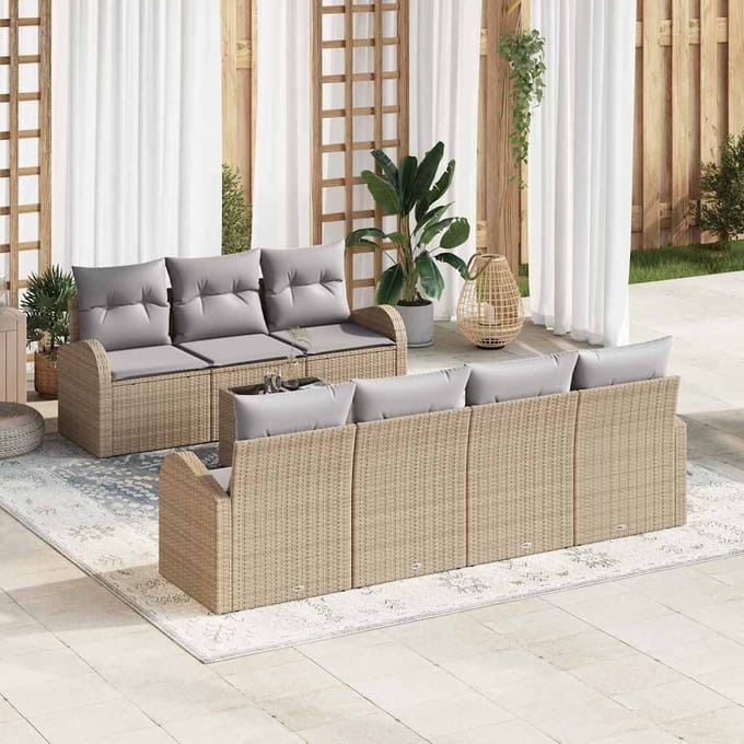 vidaXL - Tuinbank - Set - 8 - st - Beige - poly - rattan
