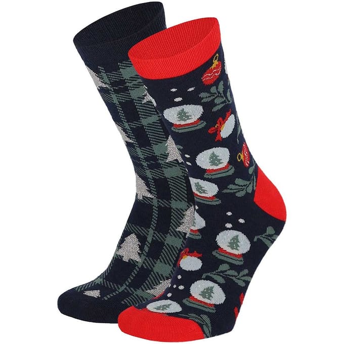Apollo - Kerstsokken dames in kerstbal - Blauw - Maat 36/41