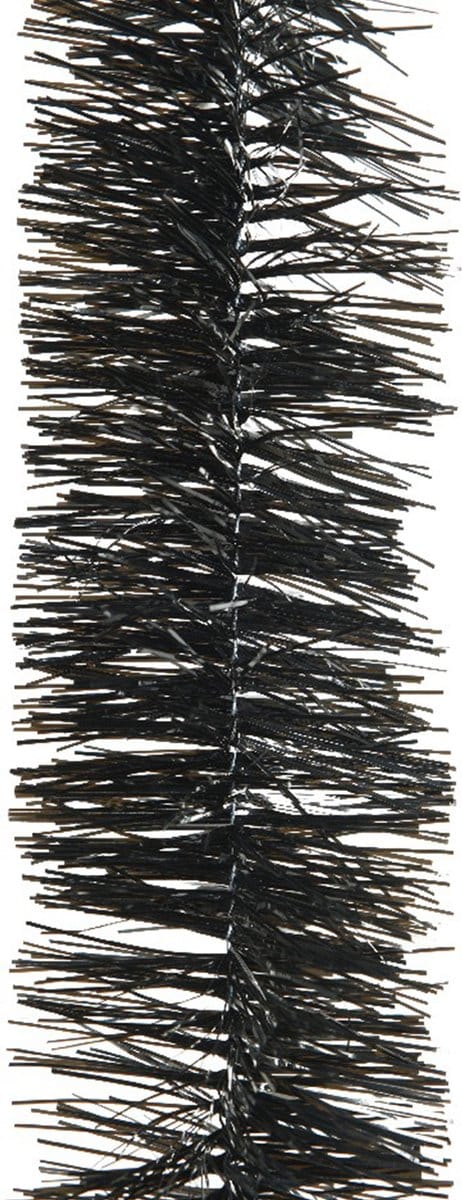 Decoris - Kerstslinger - Lametta - glanzend zwart - 270cm