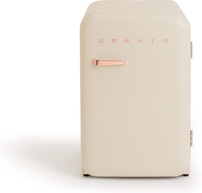 CREATE - Koelkast in retrostijl - Gebroken wit - Handvat Roségoud - FRIDGE RETRO 107L