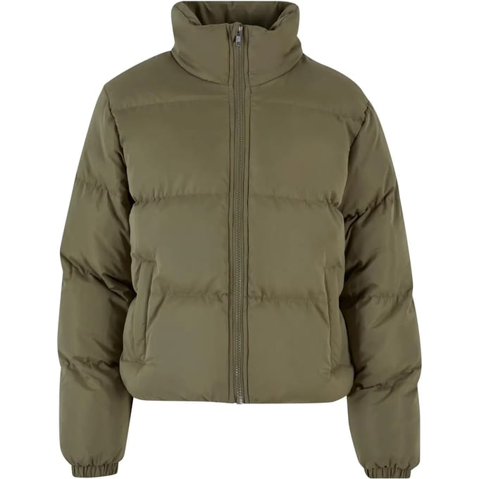 Urban Classics Ladies Short Peached Puffer Jacket Winterjas olijf M