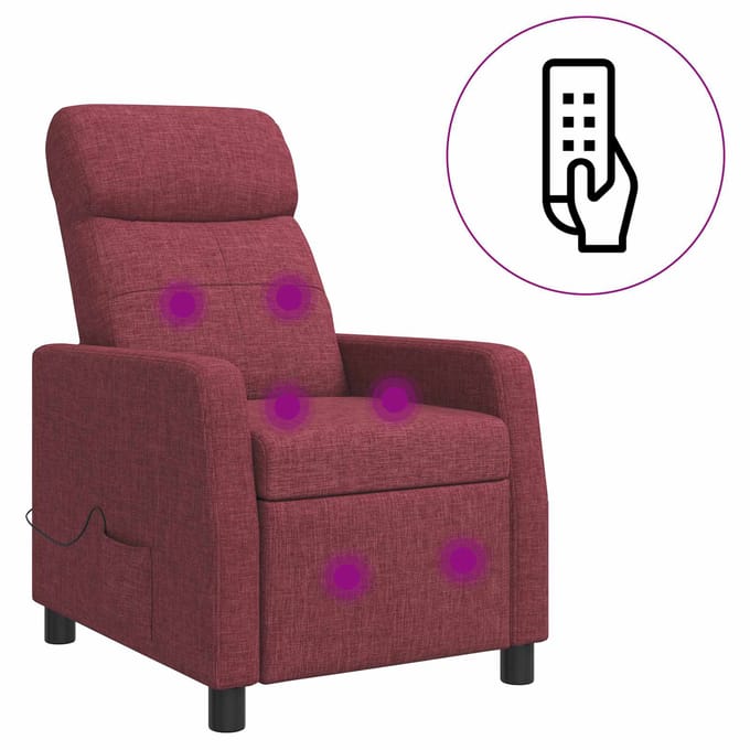 vidaXL - Massage - Relaxstoel - Wijnrood - Stof