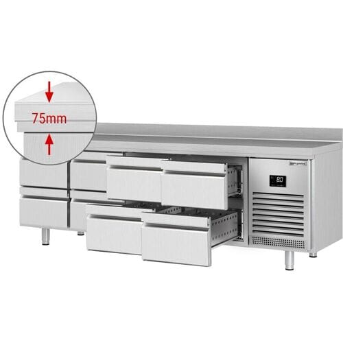 GGM Gastro Kühltisch Premium PLUS - 2452x600mm - 8 Schubladen - Aufkantung