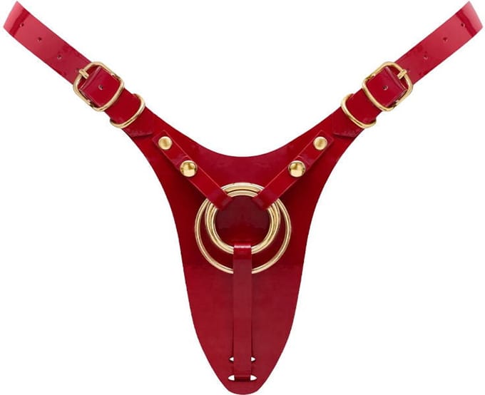 Strap-On-Me - Fabulous - Kunstleren Strapon Harnas - Passend van XS t/m XXL - Rood Lak