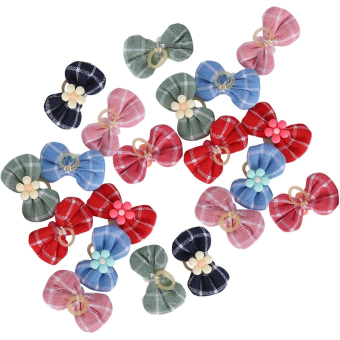 20 STUKS Polyester Huisdier Strik Elastisch Koord Hoofddeksel Decoratie Accessoire voor Katten Honden gray