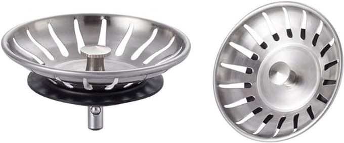 Gootsteenfilter Plug - Roestvrijstalen Deksel met Rubberen Afdichting, 78mm - 2 Stuks
