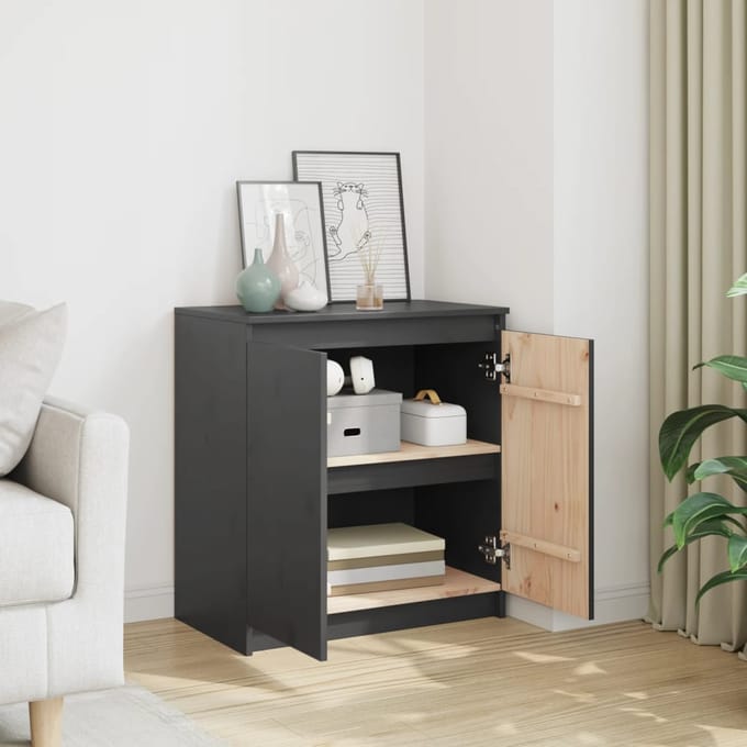 vidaXL - Bijzetkast - 60x36x65 - cm - massief - grenenhout - grijs