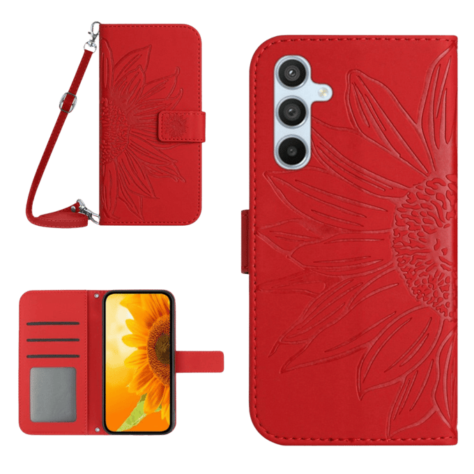 Mocaa Samsung Galaxy S24 FE Sunflower Bookcase met Koord Rood