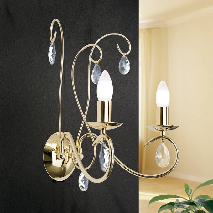 ORION Wandlamp Alessia 2-lamps kristalglas goud