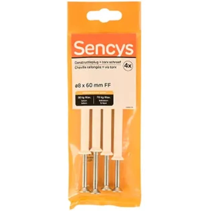 Sencys Plug Voor Raamframe Nylon - Diam. 8x60mm - 4 Stuks