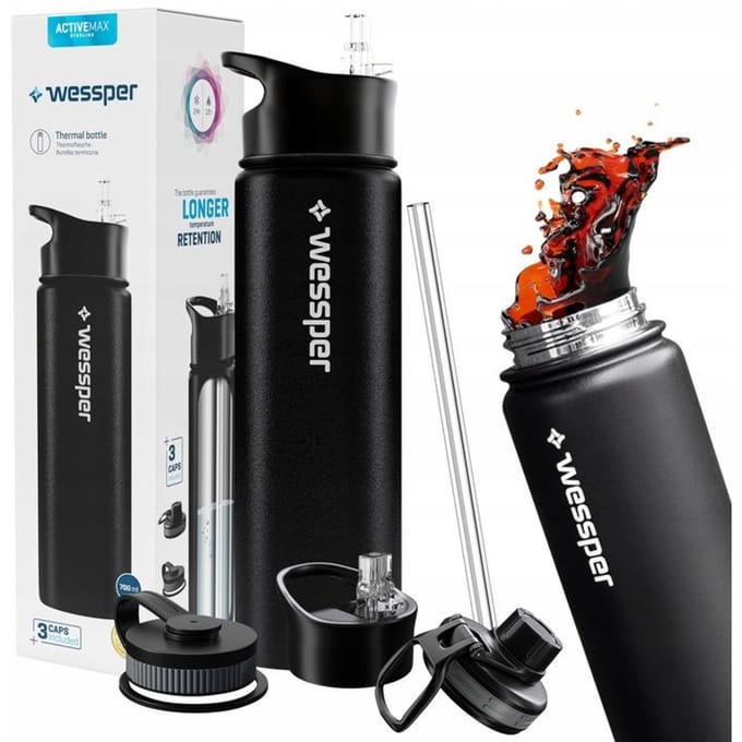 Wessper Steeline ActiveMax Thermosfles 700 ml - Zwart