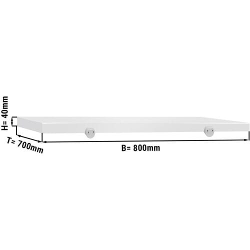 GGM Gastro Snijplaat voor werktafel - 800x700mm - Dikte: 40mm - HACCP-conform - HDPE 500 - Wit - Antislipvoetjes - Vaatwasmachinebestendig wit