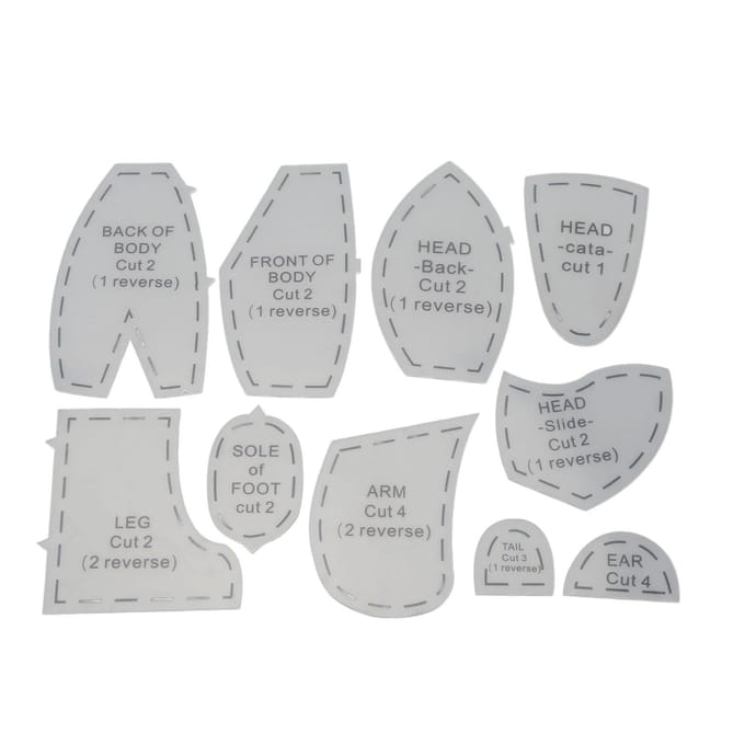 Ensemble de règles gabarits Ours Souvenir Acrylique Ours Souvenir Couture Quilting Gabarits 12 Pouces gray