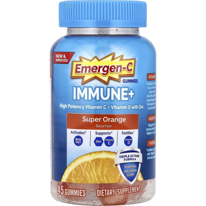 Emergen-C, Immune+ Gummy Jelly, Super Orange, 45 Gummy Jelly