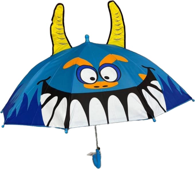 Paraplu kids 3D - Blauw - 3D - Monster - Kinderen