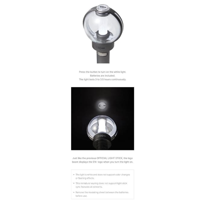 ENHYPEN - Officiële Light Stick Ver.2 Sleutelhanger 1ea gray