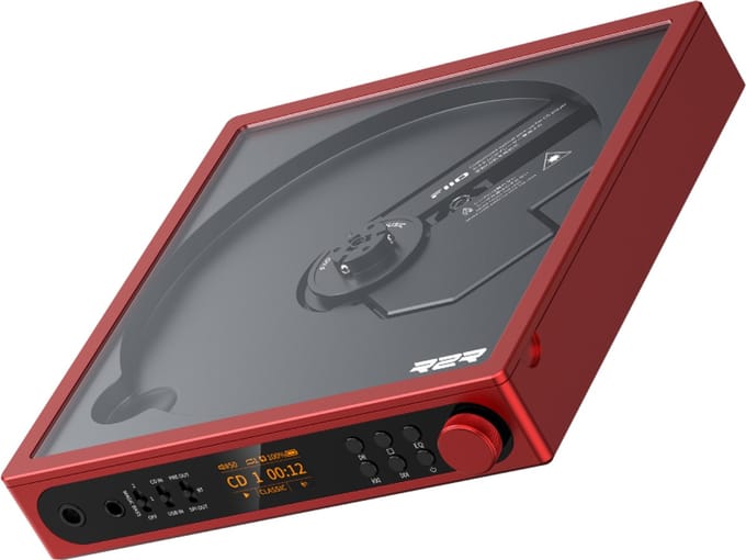 FiiO DM15 R2R - Portable CD Player - 24-Bit R2R DAC - Bluetooth - Red
