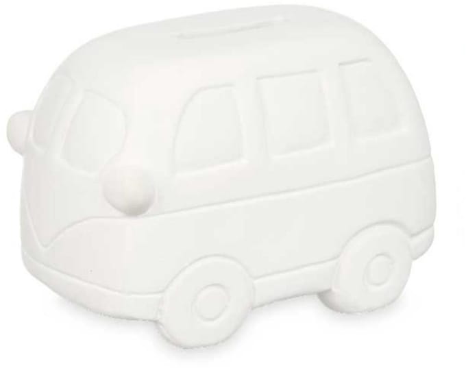 Pincello spaarpot keramiek busje 12,4 cm wit creatief speelgoed.