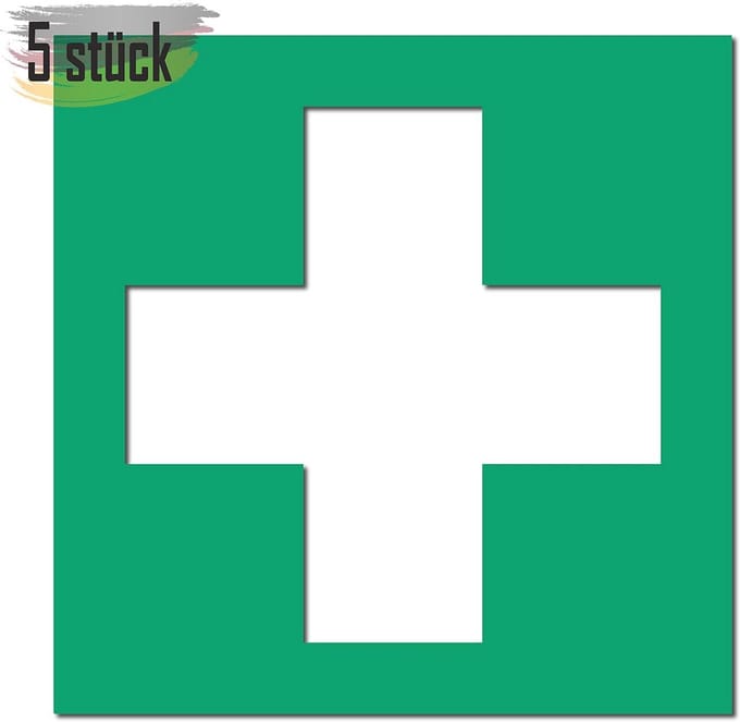 Erste Hulp Stickers - 5 Stuks 20 x 20 cm - Noodexit, Vluchtweg en Veiligheidsmarkering