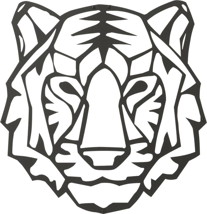 J-Line wanddecoratie Tijger - metaal - zwart