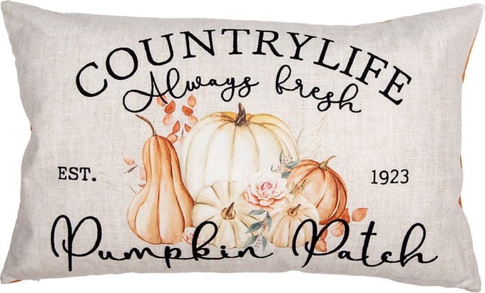 Clayre & Eef Kussenhoes Overig 30x50 cm Beige Polyester Pompoen Herfst decoratie