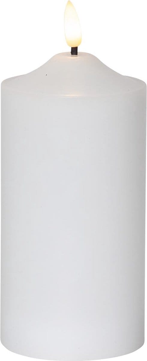 Star Trading kaarsvlam, zuilkaars, decoratie, wit, LED, timer, warm wit, 17 cm