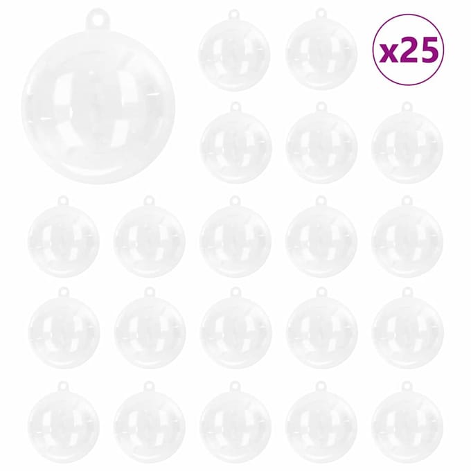 vidaXL Kerstbal Set 25 st Transparant Ø 8 cm Kunststof