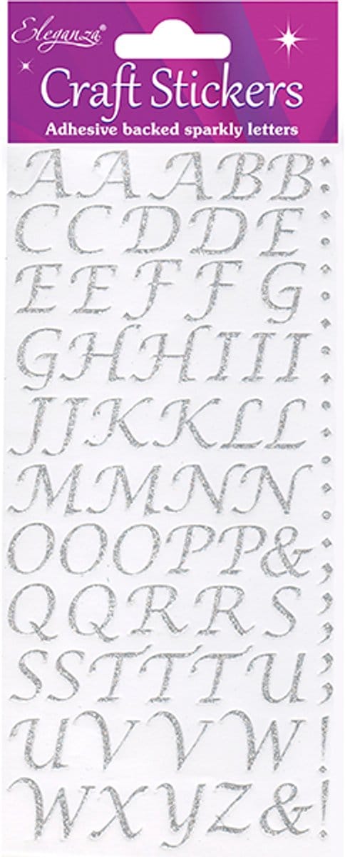 Oaktree - Stickers Alfabet zilver cursief letter (per vel)