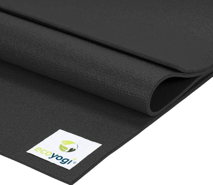 Ecoyogi Yogamat Studio PVC extra lang en breed Zwart - Ecoyogi – 200 x 80 cm – dikte 4,5 mm – Ökotex certificaat