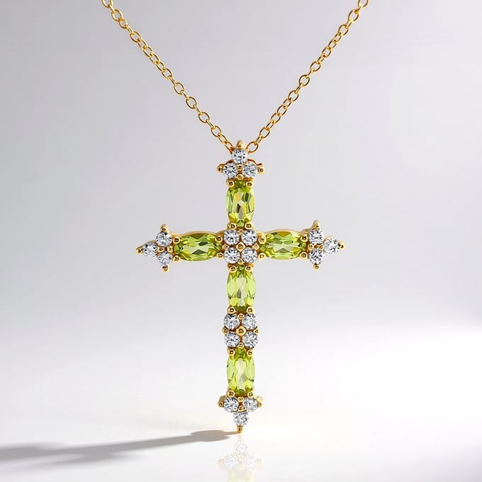 Chique peridot verguld zilveren ketting