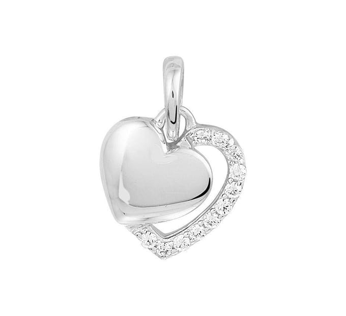 Zilver Gerhodineerde Hanger hart zirkonia 1328700