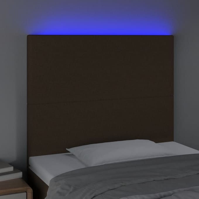 vidaXL - Hoofdbord - LED - 100x5x118/128 - cm - stof - donkerbruin