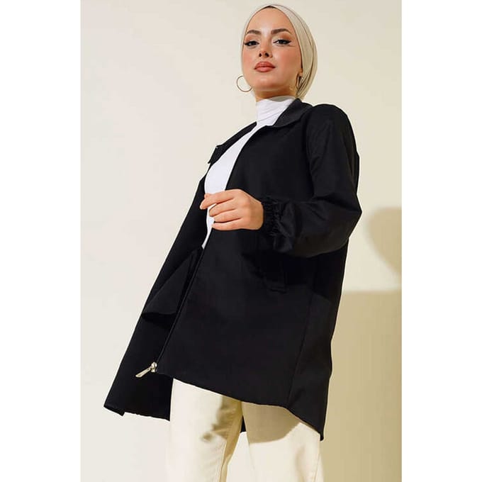 Oversized Geweven Trenchcoat met Zakken