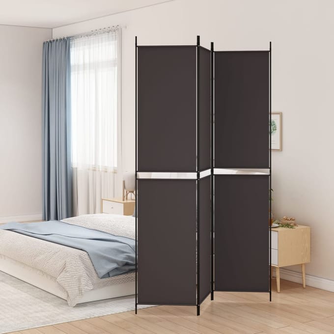 vidaXL - Kamerscherm - met - 3 - panelen - 150x220 - cm - stof - bruin