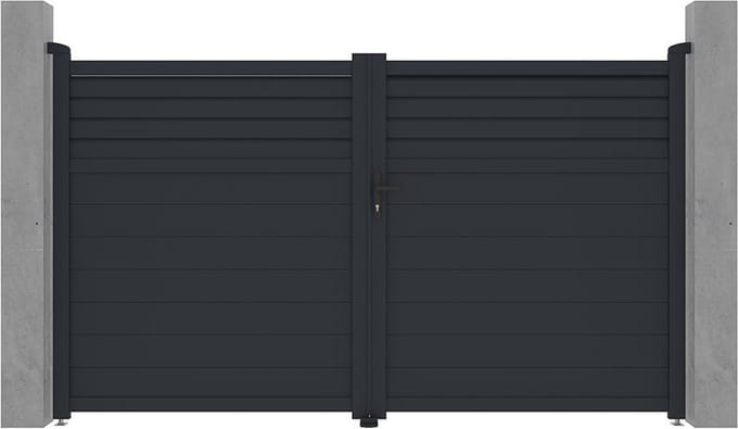 Vente-unique Draaipoort van aluminium L 305 x H 180 cm - Antraciet - VIAZO