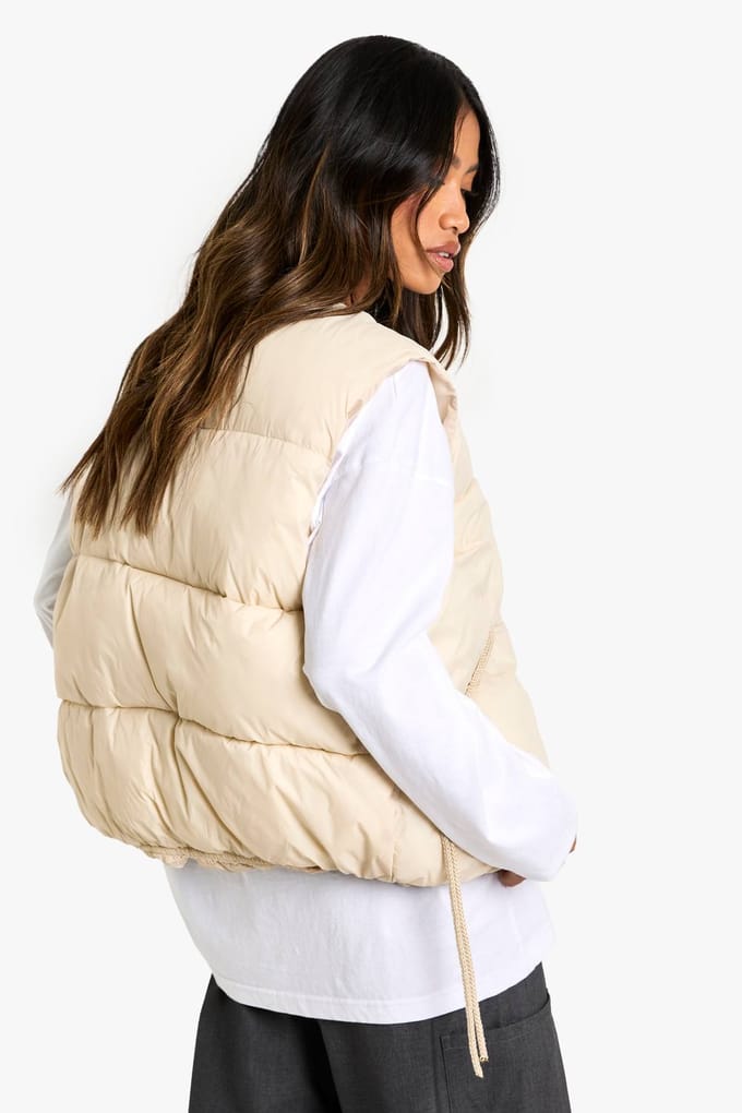 boohoo Dames Bow Detail Gilet | Stone | Maat: 8